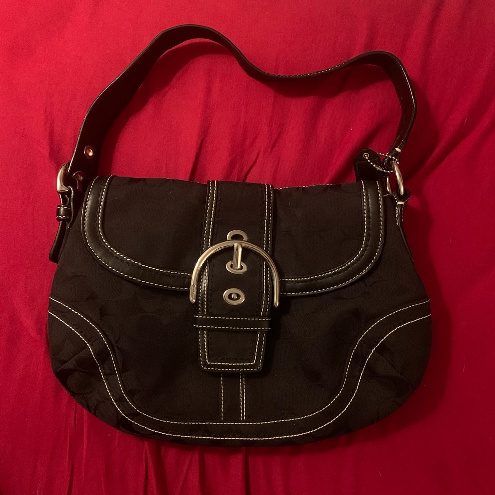 Black Y2K Coach Shoulder Bag Buckle Purse
